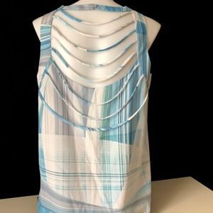 Lane Bryant 18/20 Blue/White Backless Blouse